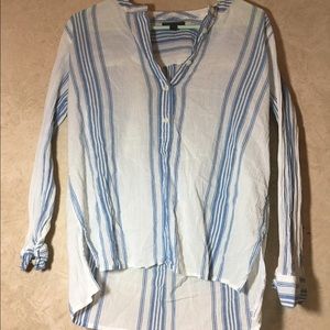 JCrew button up striped blue blouse