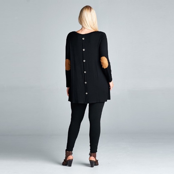 dottie + chloe Tops - 1 1X Left! Faux Suede Elbow Patch Long Sleeve