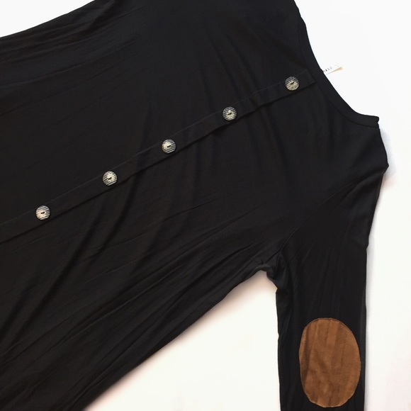 1 1X Left! Faux Suede Elbow Patch Long Sleeve - Picture 3 of 3