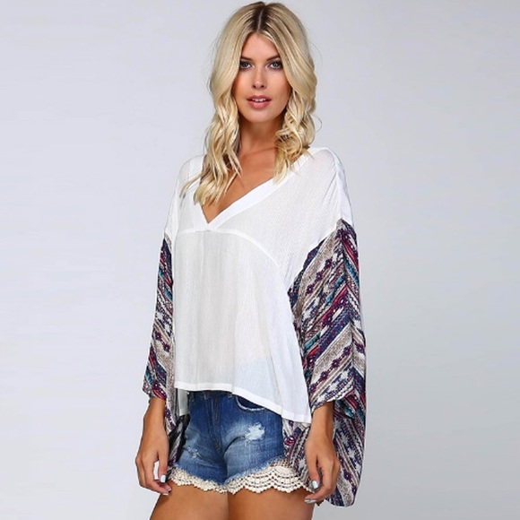 Ethnic Print Kimono Woven Top - Picture 2 of 3