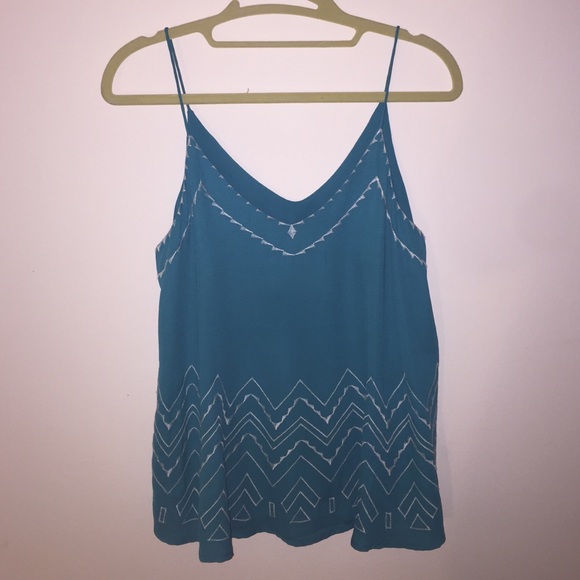 Teal blouse with embroidery detail