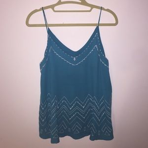 Teal blouse with embroidery detail