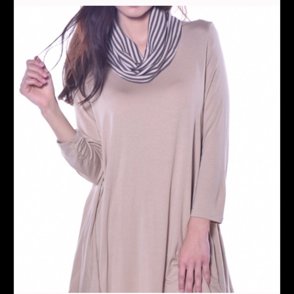 Taupe Cowl Neck women's tunic Top NEW made in US⬇️ - Picture 2 of 3