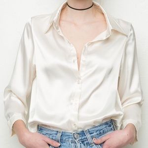 Brandy Melville Minou Silk Blouse