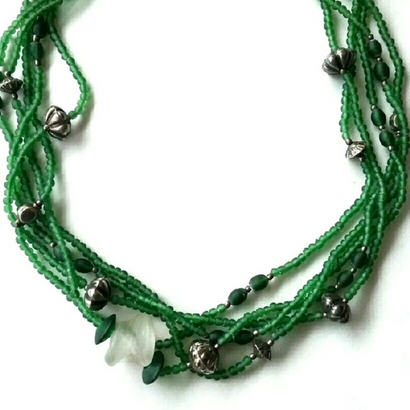 SOLD - Beach Sea Glass & Silver Bead Necklace
