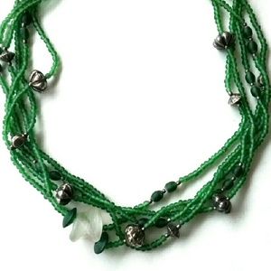 SOLD - Beach Sea Glass & Silver Bead Necklace