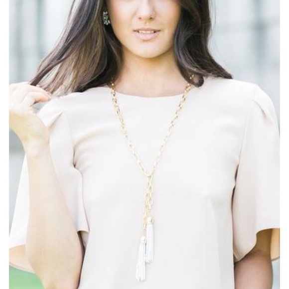 NEW Olive + Piper Beaded Tassle Chain Necklace - Picture 3 of 5