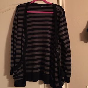 Black & Grey Striped Cardigan
