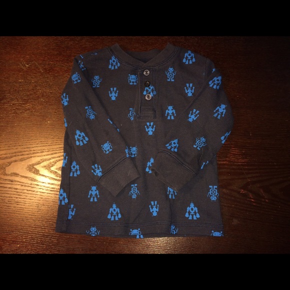 Boys Waffle Robot Long Sleeve Shirt 18m