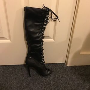 Lace high heel boots