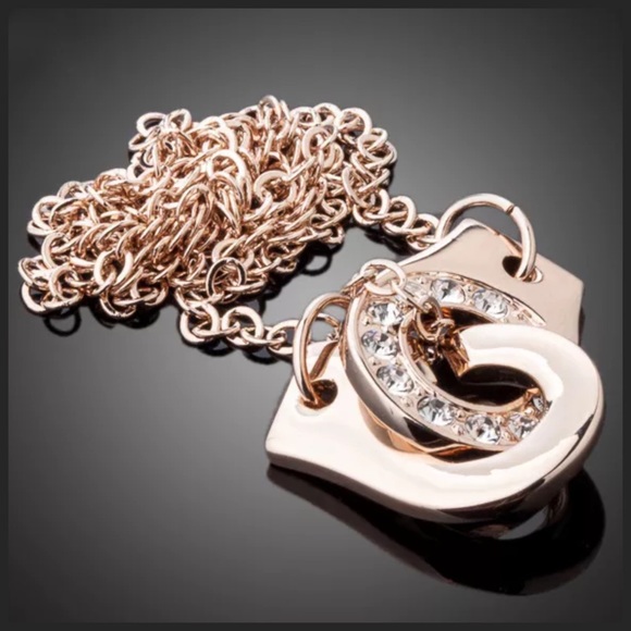 DF100 Swarovski Crystal Gold Handcuff Necklace - Picture 2 of 3