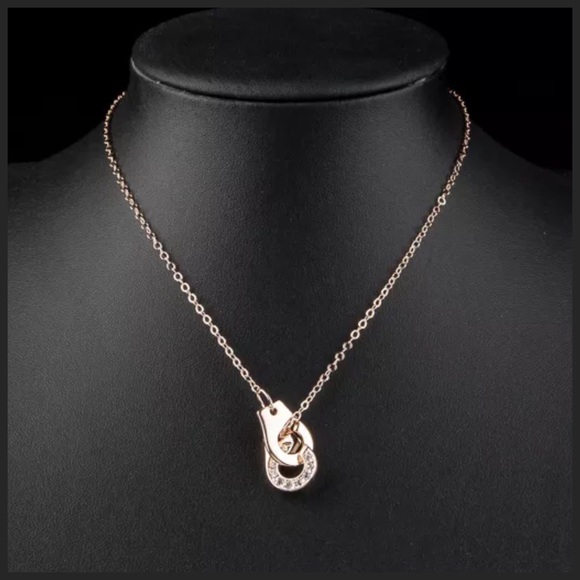 DF100 Swarovski Crystal Gold Handcuff Necklace - Picture 3 of 3