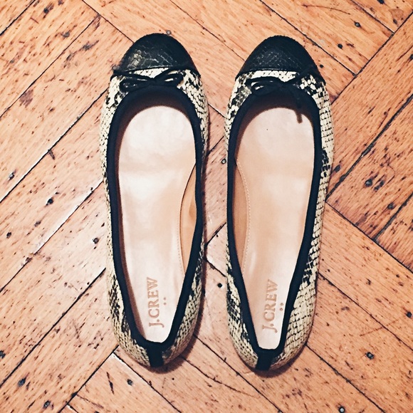 J. Crew snake print ballet flats (like new)