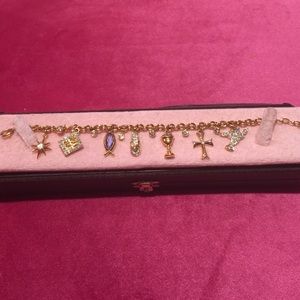 Inspirational 24kPlated charm bracelet w/swarovski