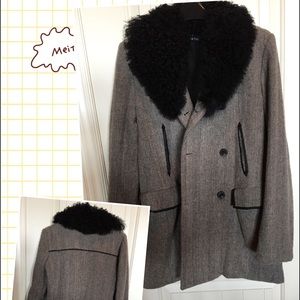 Theory leather trimmed coat