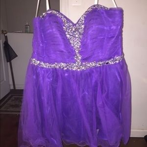 Purple Strapless Prom Dress