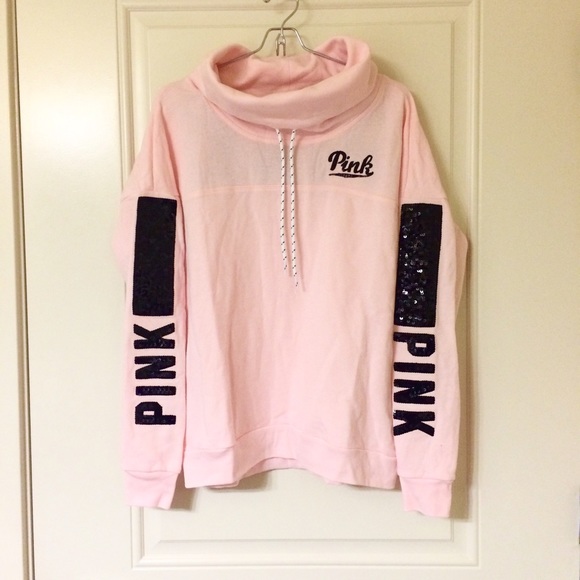 🚫SOLD🚫 Pink Black Bling Funnel Neck Pullover - Picture 4 of 4