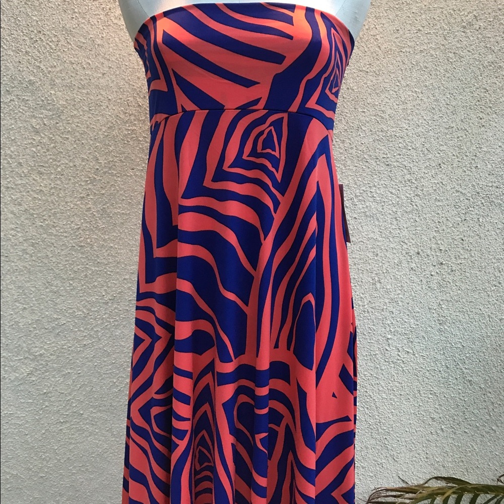 LulaRoe Maxi Skirt Orange Blue Zebra print XLarge