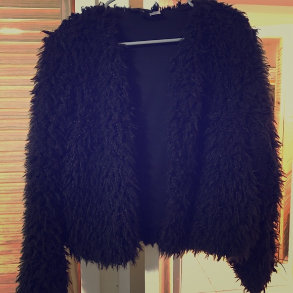 Black faux sheep skin jacket