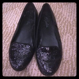 Black sparkly flats