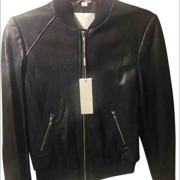Brand New Soia & Kyo Black Leather Bomber Jacket