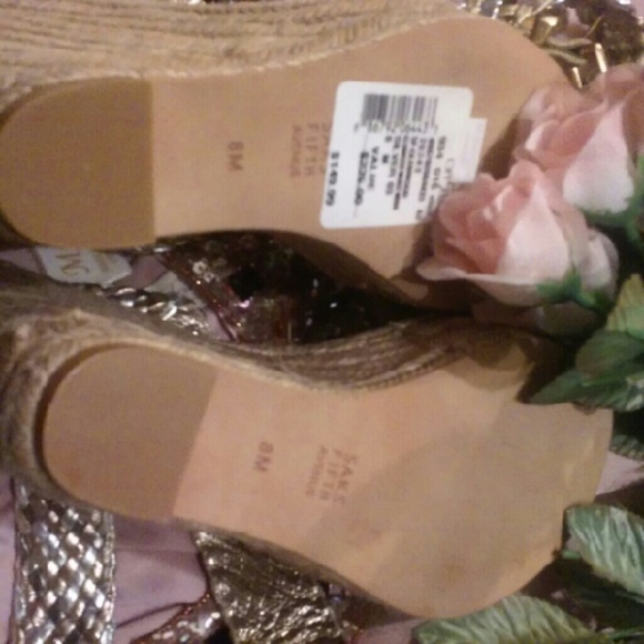 Saks Fifth Avenue Gold Strap Sandals - Picture 4 of 4