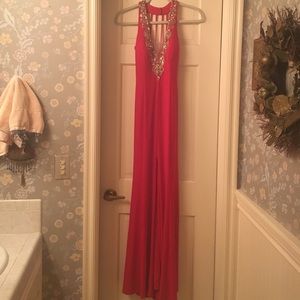 Gorgeous Red formal Gown with Beaded Bust