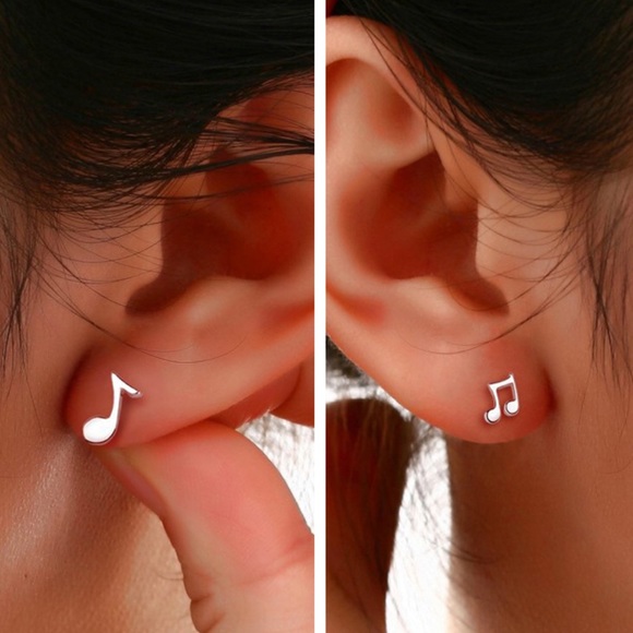 Music Note earrings New sterling silver - Picture 2 of 4