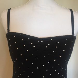 WHBM B & W POLKA DOT TOP WITH REMOVABLE STRAPS Sm