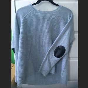 Blue J Crew Sweater with leather elbow patches