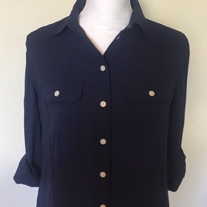 AT LOFT BUTTON UP SHIRT WITH ROLL-UP LONGSLEEVES