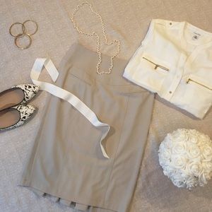 Cream Pencil Skirt