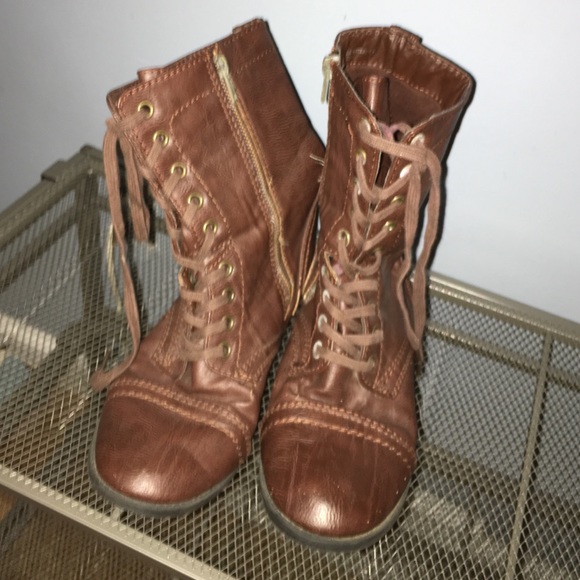brown combat boots