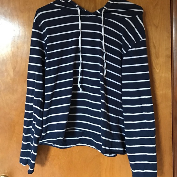 navy and white striped hoodie lightweight pullover