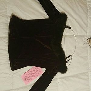 Chocolate velvet with faux fur trim