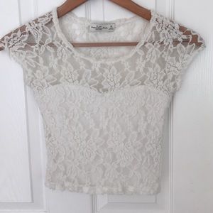 A&F White Lace Crop Top