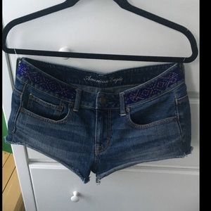 American Eagle denim cutoff shorts w/beaded detail