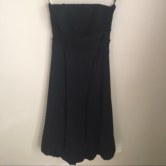 Black 100% Silk Strapless Cocktail Dress