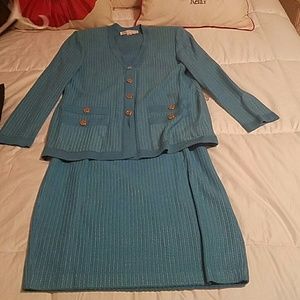 Turquoise  suit Long sleeve with gold buttons