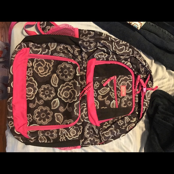 Pink and black floral Thirty One backpack!