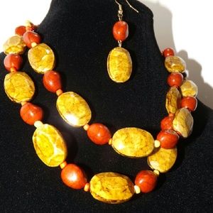 Red & Yellow Necklace Set