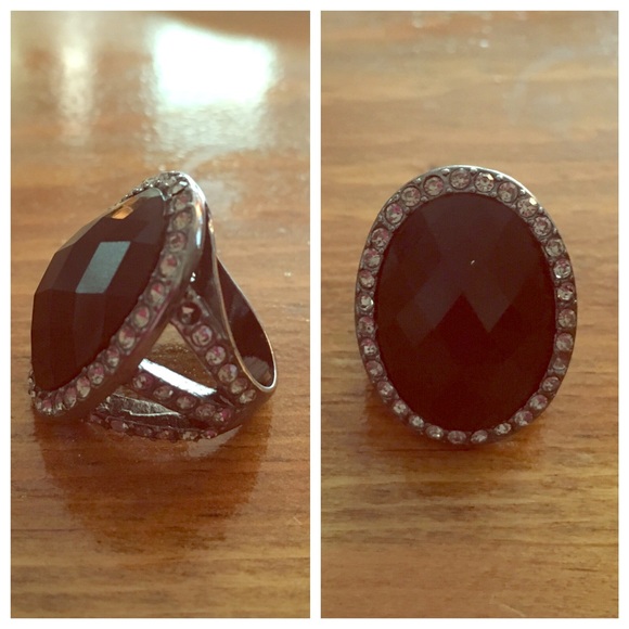 Jewelry - Sz 6 1/2 black and rhinestone ring