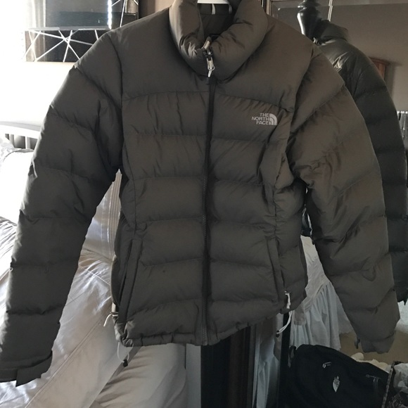 Green/grey North Face coat womens Medium