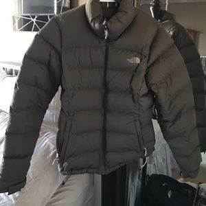 Green/grey North Face coat womens Medium