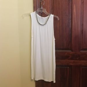 White Marvenia Dress with Chain Neckline
