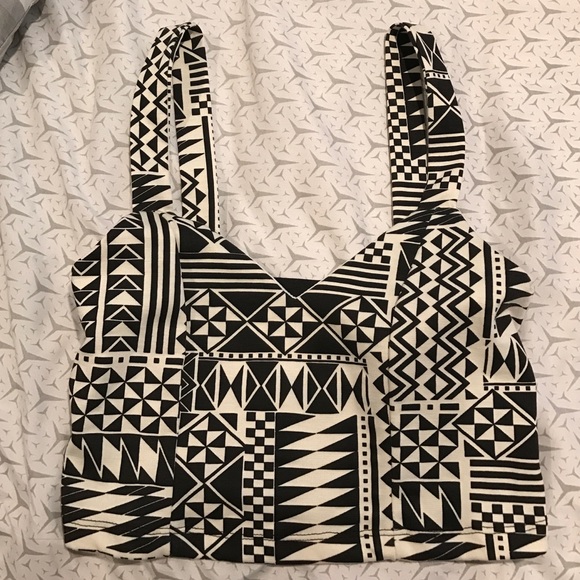 Black and white tribal print crop top