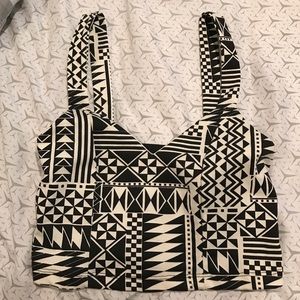 Black and white tribal print crop top