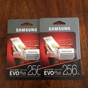2 New Samsung 256GB MicroSD Cards