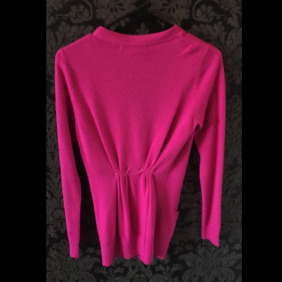Hot Pink Thick Button Up Cardigan Sweater w Pocket - Picture 2 of 5