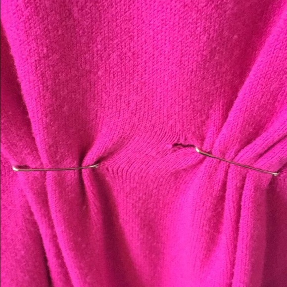 Hot Pink Thick Button Up Cardigan Sweater w Pocket - Picture 4 of 5